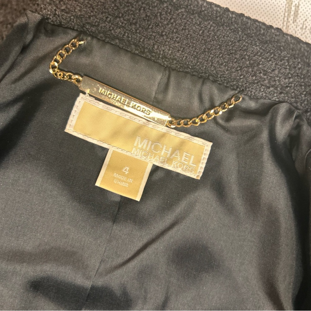 Sz 4 Michael Kors Black Leather Trim Jacket - Picture 7 of 10